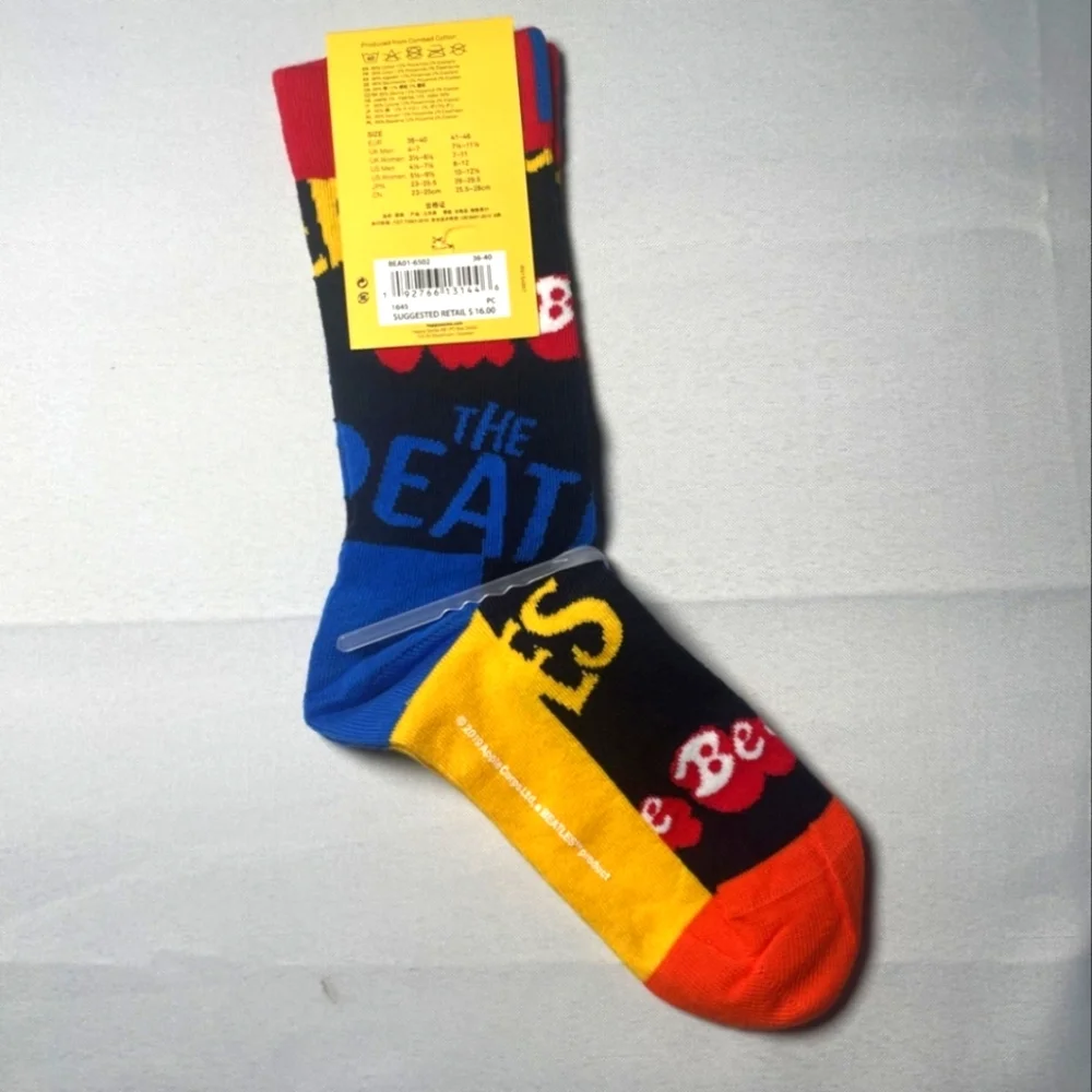 NWT Unisex The Beatles Happy Socks - Red, Blue, Yellow